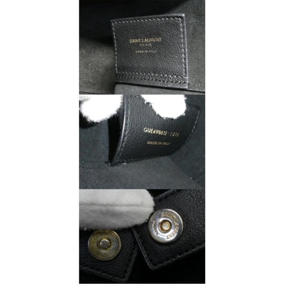 Saint Laurent Black Leather Tote with Gold Accent - Picture 2 of 10